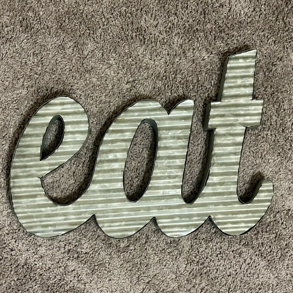 Hobby Lobby Striped Metal 'Eat' Sign - Gray